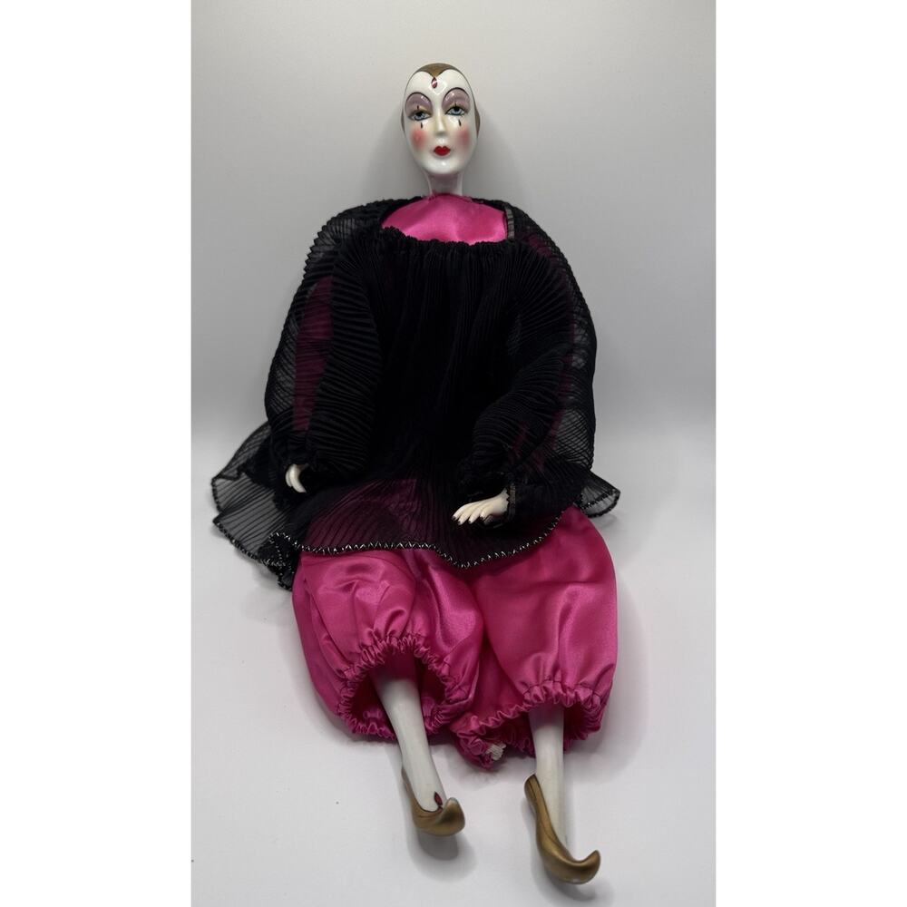 Porcelain Pierrot Clown Doll Gigi Charles A Berry Silvestri Poseable Vintage